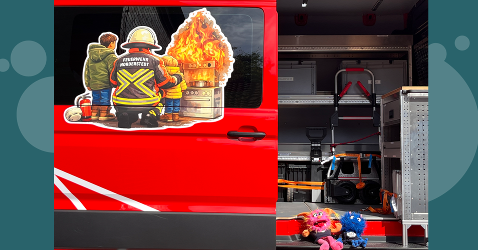 Frieda und Fridolin im Feuerwehrauto