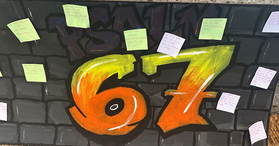 Poster mit der Zahl 67