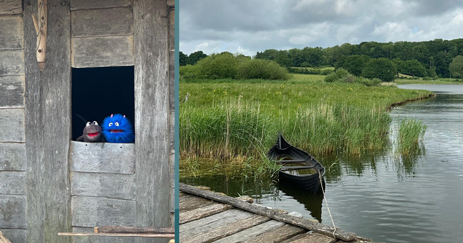 Maskottchen und Boot in Haithabu